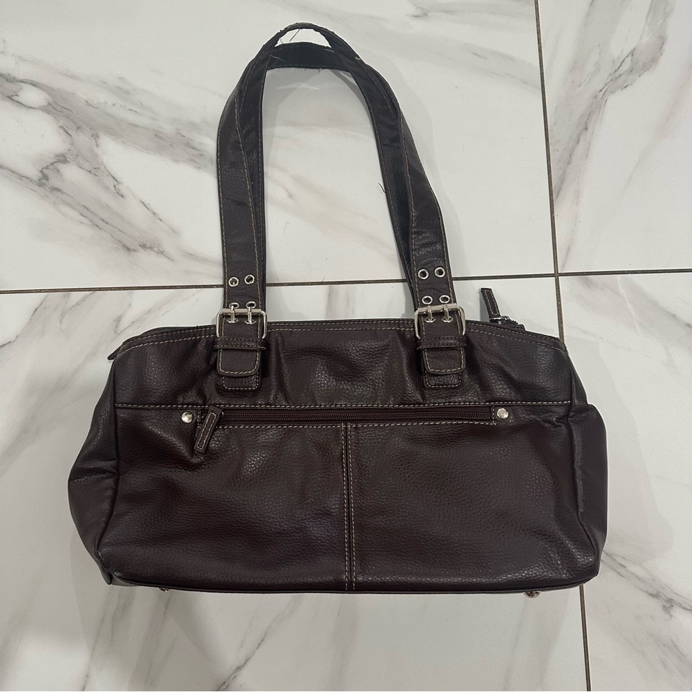 Dark Brown Faux Leather Shoulder Bag